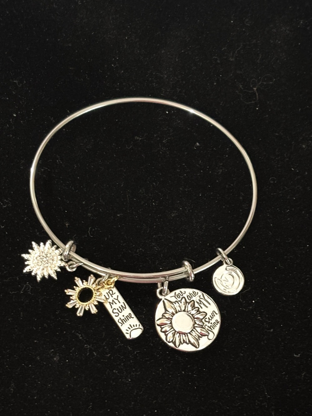 LA CN You Are My Sunshine Expandable Charm Bracelet Mixed Metal Sunflower Bangle